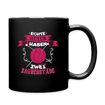 Real witches have two wands crochet knitting - Full Colour Mug - black - Right