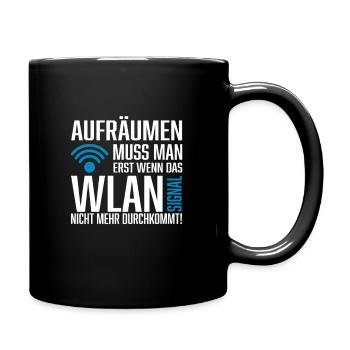Wi-Fi signal saying nerd - Full Colour Mug - black - Right
