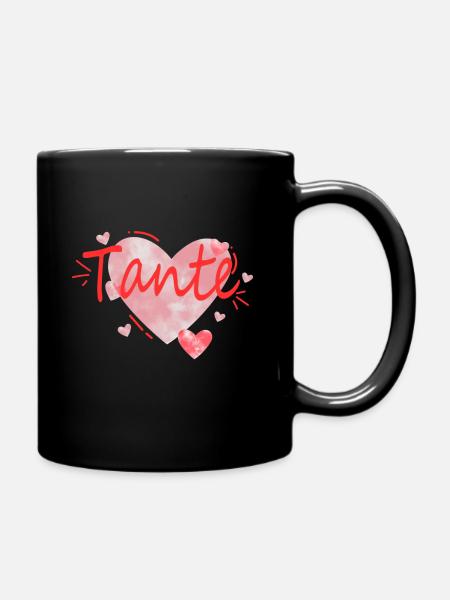 Tante Herz - Tasse einfarbig - Schwarz