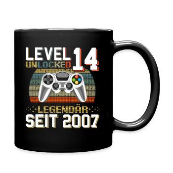 14th Birthday Gamer Level 14 Unlocked - Full Colour Mug - black - Right