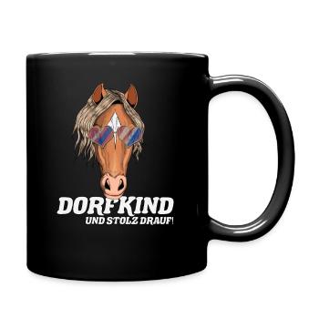 Reiter Spruch Pferde Fan Dorfkind Bauer Bauernhof - Tasse einfarbig - Schwarz - Rechts