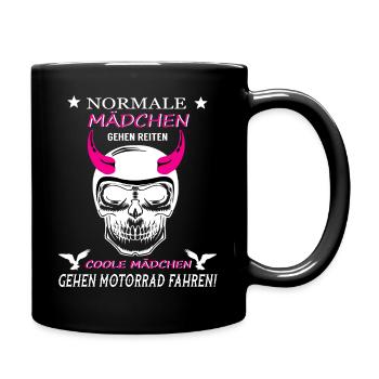 Normale Mädchen vs Coole Mädchen Fahren Motorrad - Tasse einfarbig - Schwarz - Rechts