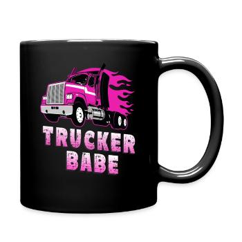 Trucker Babe - LKW Fahren - Tasse einfarbig - Schwarz - Rechts