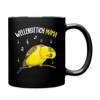 Wellensittich Mama Sittich Vogelbesitzerin - Tasse einfarbig - Schwarz - Rechts