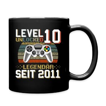 10th Birthday Gamer Level 10 Unlocked - Full Colour Mug - black - Right