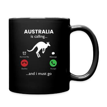 australien ruft, lustige australien - Tasse einfarbig - Schwarz - Rechts