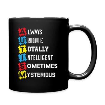 Autism Awareness ASD Autism Spectrum Disorder - Full Colour Mug - black - Right