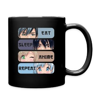 Eat Sleep Anime Repeat - Full Colour Mug - black - Right