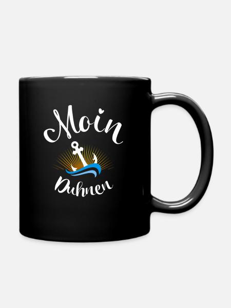 Moin Duhnen mit Anker Strandurlaub an Küste - Tasse einfarbig - Schwarz
