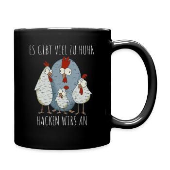 Hühnerzüchter und Hühnerbesitzer mit Hühnerstall - Tasse einfarbig - Schwarz - Rechts