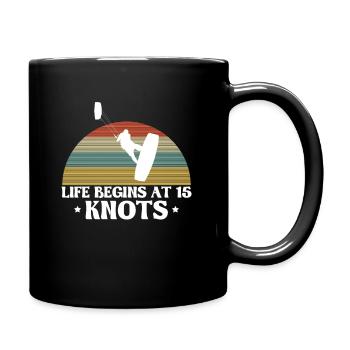 Life Begins At 15 Knots Kite Board Surfer Shirt - Full Colour Mug - black - Right