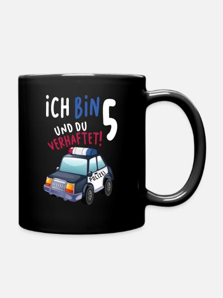 5. Geburtstag Polizei Geschenk 5 Jahre Polizist - Tasse einfarbig - Schwarz