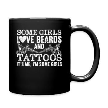 Certaines filles aiment barbes et tatouages encre tatouage - Mug uni - noir - Droite