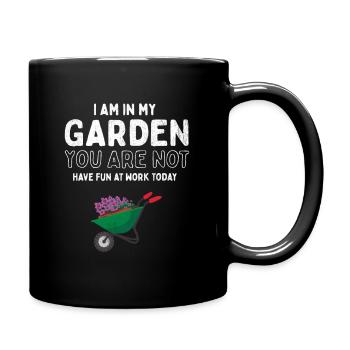 Herren Gärtner Ruhestand Geschenk Ich bin in meinem Garten - Tasse einfarbig - Schwarz - Rechts