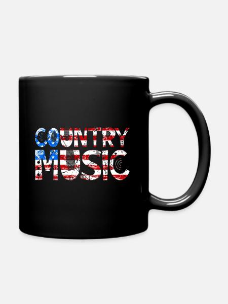 Country Music Retro Vintage Guitar - Full Colour Mug - black
