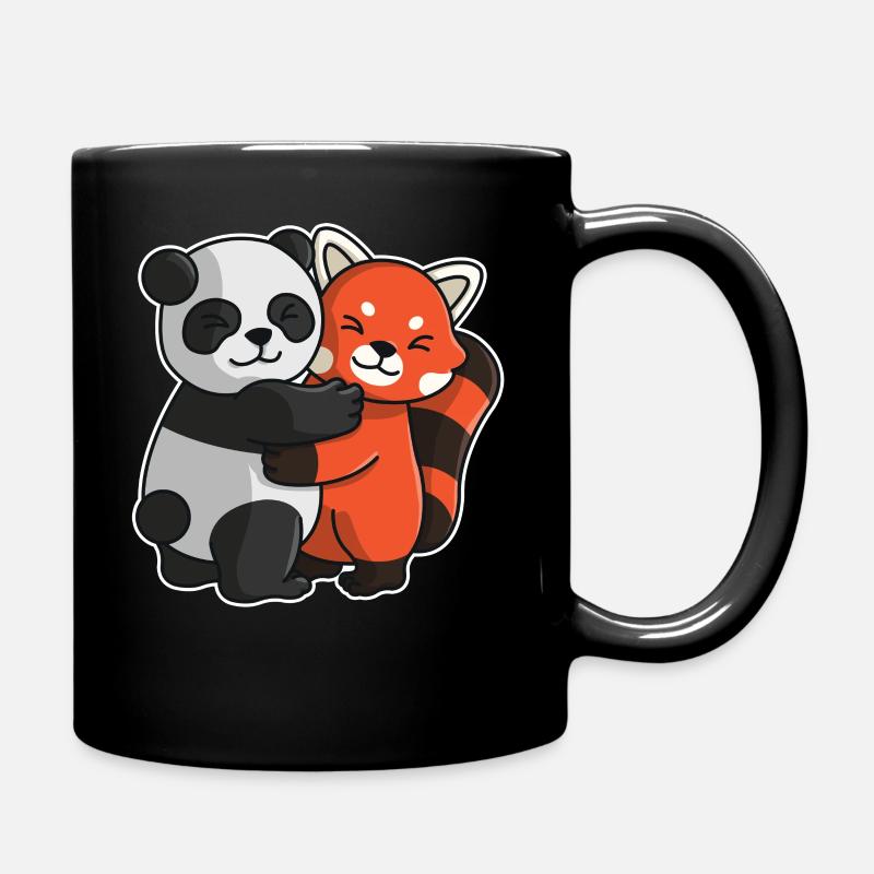 Pandas panda rouge couple animaux mignons - Mug uni - noir