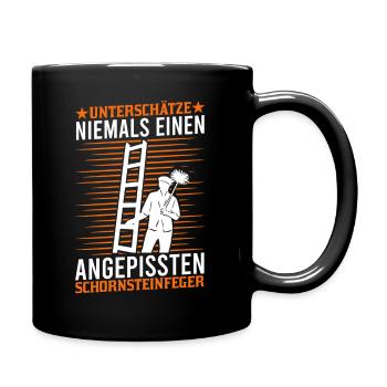 Schornsteinfeger Schornstein Kaminfeger Geschenk - Tasse einfarbig - Schwarz - Rechts