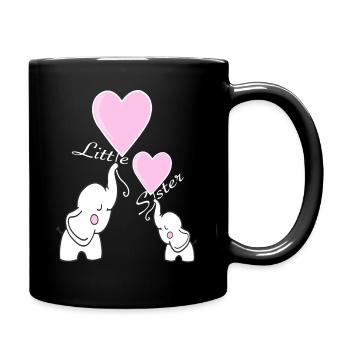 Little Sister Elephant Baby Girl Baby Clothes - Full Colour Mug - black - Right