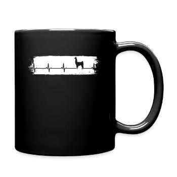 Vintage Herzschlag Lama Alpaka Alpaca Tier - Tasse einfarbig - Schwarz - Rechts