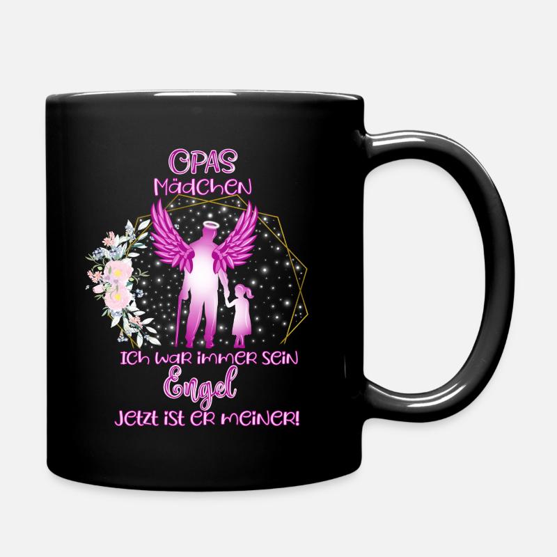 Opas Mädchen Engel, Geschenk geliebter Opa - Tasse einfarbig - Schwarz