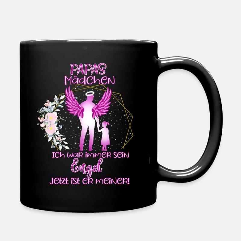 Papas Mädchen Erinnerung Geschenk, Papas Engel - Tasse einfarbig - Schwarz