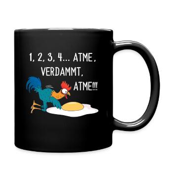 Huhn Hühner Hahn Lustige Sprüche Geschenk - Tasse einfarbig - Schwarz - Rechts