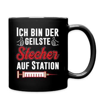 Ich bin der geilste Stecher auf Station Pfleger - Tasse einfarbig - Schwarz - Rechts