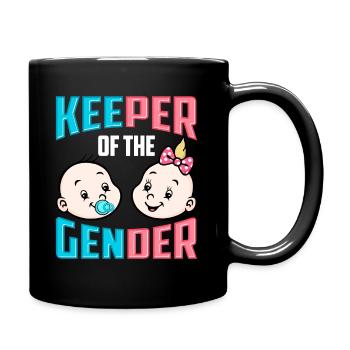 Keeper of the Gender Reveal Shirt Baby Announcemen - Tasse einfarbig - Schwarz - Rechts
