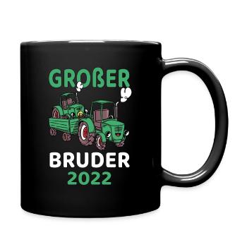 Großer Bruder 2022 Traktor - Tasse einfarbig - Schwarz - Rechts