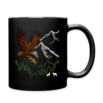 Eagle motif animal motif Wolf Berg Eagle print - Full Colour Mug - black - Right