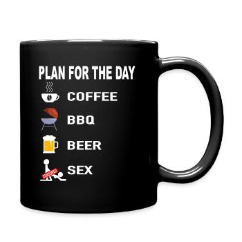 Barbecue Daily Plan Coffee Grilling Beer Sex - Full Colour Mug - black - Right