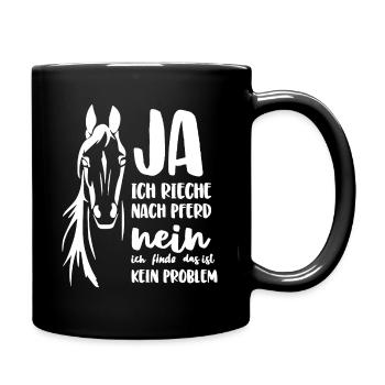 Pferd reiten Horse Pferdle Sport Mädchen Spruch - Tasse einfarbig - Schwarz - Rechts