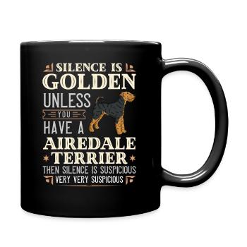 Airedale Terrier chien chiots propriétaire amoureux - Mug uni - noir - Droite