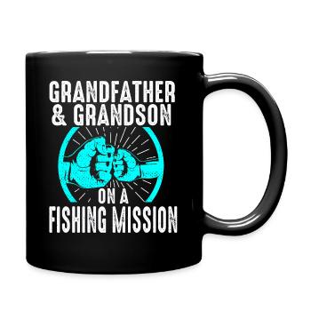 Grandpa Grandson Fishing Angler Fishing Fishing Rod - Full Colour Mug - black - Right