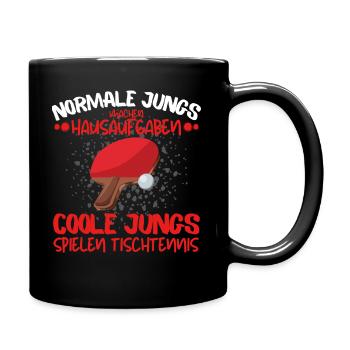 COOLE JUNGS SPIELEN TISCHTENNIS TISCHTENNISSPIELER - Tasse einfarbig - Schwarz - Rechts