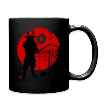 Samurai with his cat - Full Colour Mug - black - Right