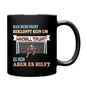 Handball Torwart - Lustiger Spruch - Tasse einfarbig - Schwarz - Rechts