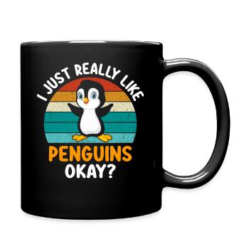Penguin Alarm T-shirt Gift Idea - Full Colour Mug - black - Right