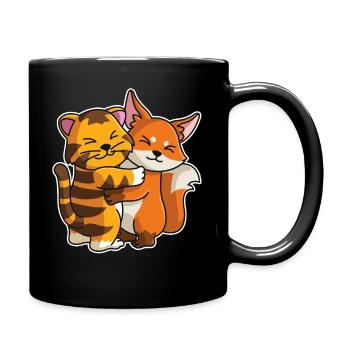 Tigre avec renard amour mignon mignon animaux - Mug uni - noir - Droite