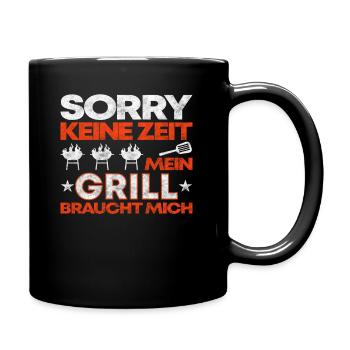 Grill Grillparty Grillsprüche Grillen Geschenk - Tasse einfarbig - Schwarz - Rechts
