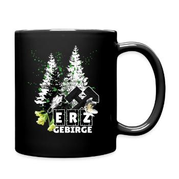 Erzgebirge Frühling mit Hammer und Schlägel, - Tasse einfarbig - Schwarz - Rechts