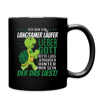 Langsamer Läufer Schildkröte laufen Joggen Lachen - Tasse einfarbig - Schwarz - Rechts