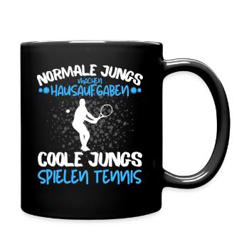 COOLE JUNGS SPIELEN TENNIS! COOLES TENNIS SPRUCH - Tasse einfarbig - Schwarz - Rechts