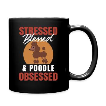 Pudel Poodle - Tasse einfarbig - Schwarz - Rechts