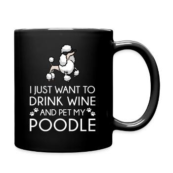 Pudel Poodle - Tasse einfarbig - Schwarz - Rechts