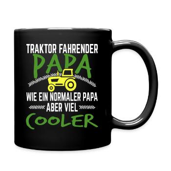 Traktor fahrender Papa Landwirt Geschenk - Tasse einfarbig - Schwarz - Rechts