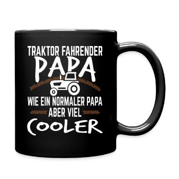 Traktor fahrender Papa Landwirt Geschenk - Tasse einfarbig - Schwarz - Rechts