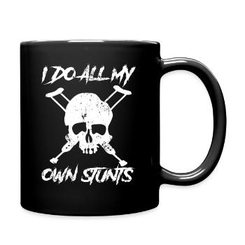 I Do All My Own Stunts Skull with Crutches - Full Colour Mug - black - Right