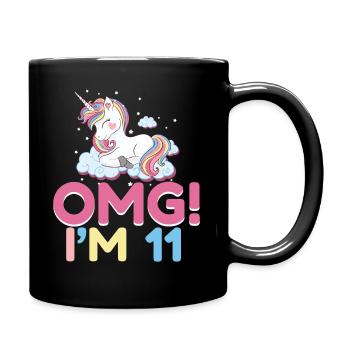 11th Birthday Girl 11 Year Old Unicorn Party - Full Colour Mug - black - Right
