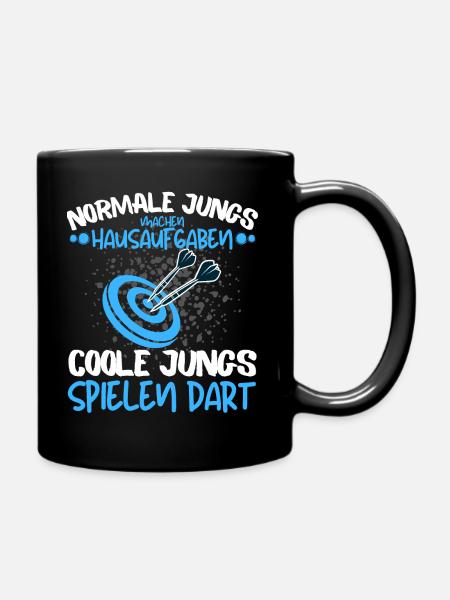COOLE JUNGS SPIELEN DART - DARTSPIELER SPRUCH - Tasse einfarbig - Schwarz